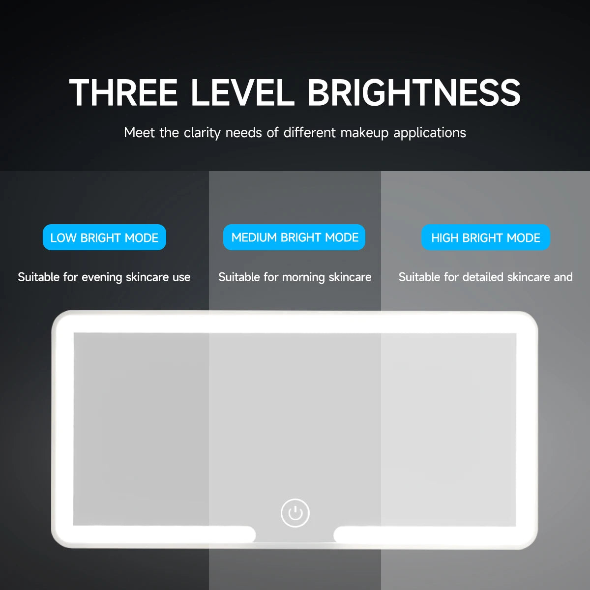 HD LED Car Mirror - Rechargeable, 3-Level Dimmable Touchscreen for Night Visibility